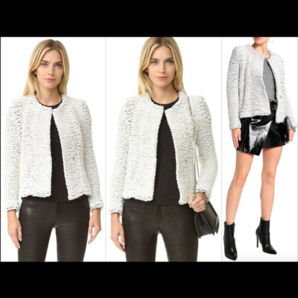 IRO Twiggy wool cotton boucle moto chunky teddy textured biker sherpa jacket - Picture 3 of 16
